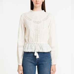 Marea 100% cotton Victorian blouse in off-white